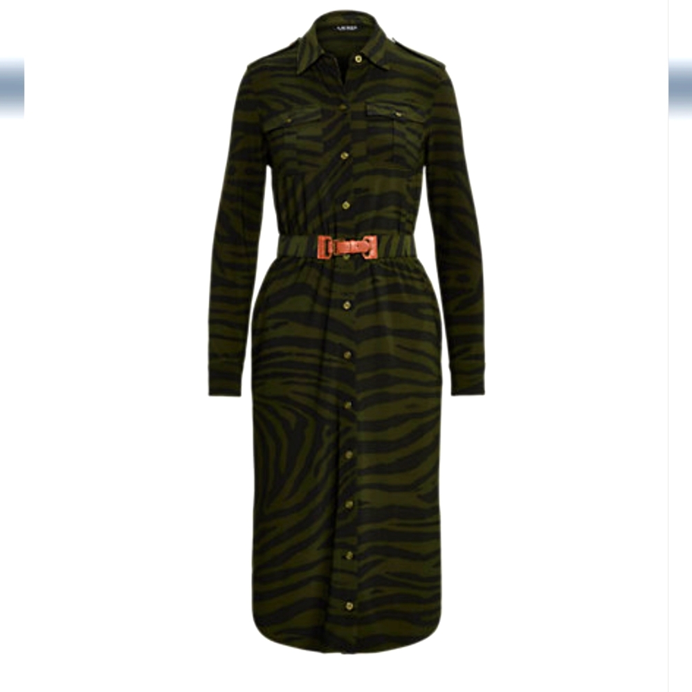 Ralph LaurenZebra-Print Stretch Jersey Shirtdress